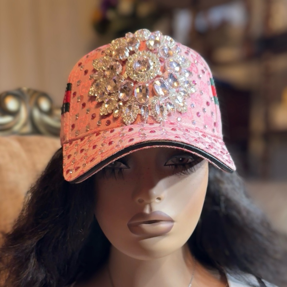 Glamorous Pink Embellished Hat